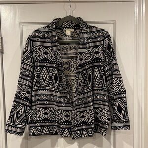 H& M Black and White Aztec Patterned Women's Jacket